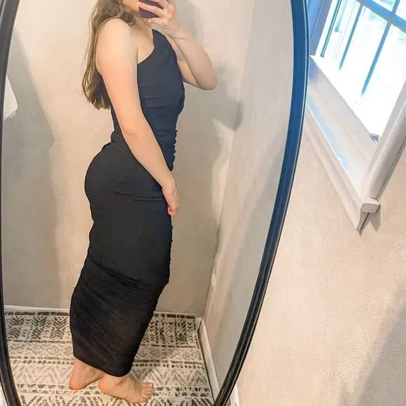 Norma Kamali Diana Ruched Midi Dress Black M - Picture 3 of 7